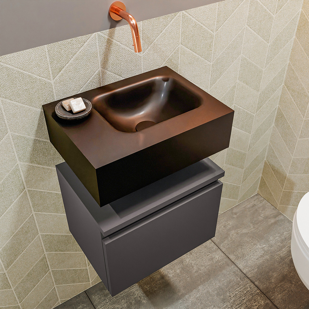 MONDIAZ ANDOR 40cm toiletmeubel dark grey. LEX 40cm wastafel urban positie rechts. Zonder kraangat - Afbeelding 2