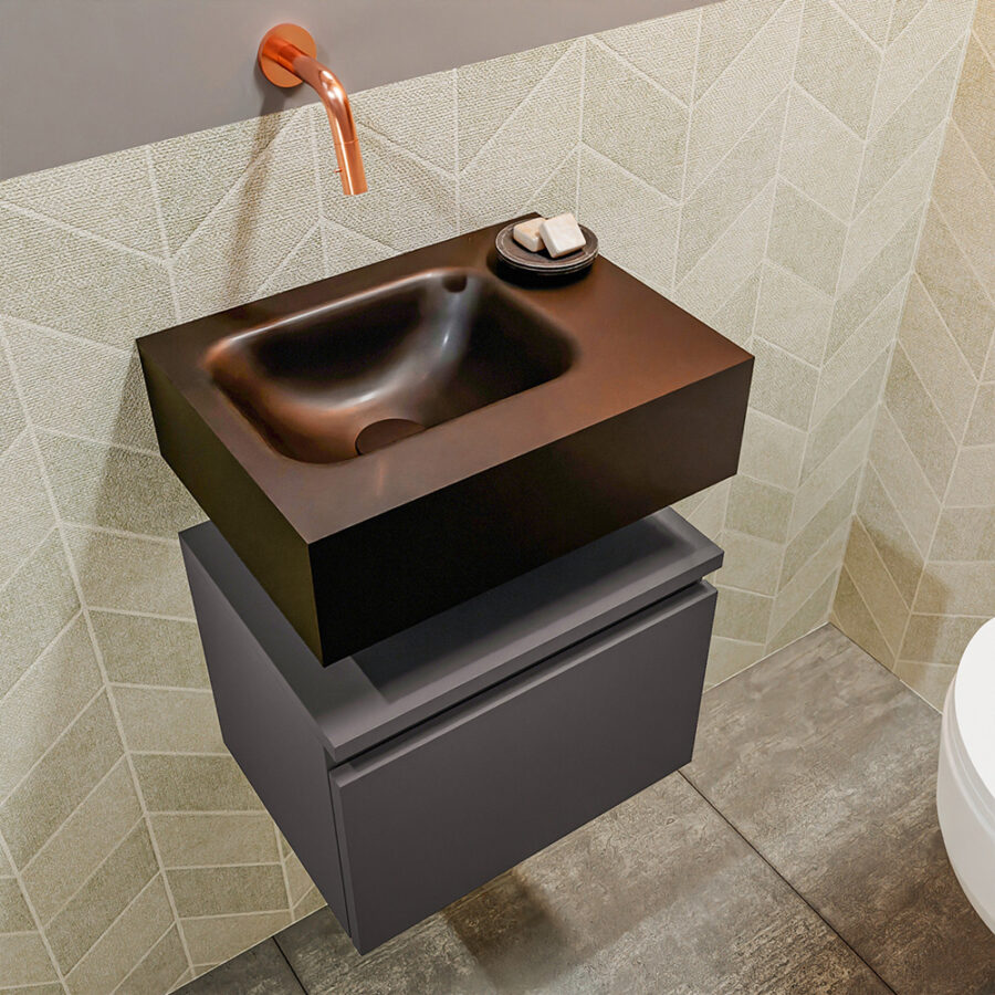 MONDIAZ ANDOR 40cm toiletmeubel dark grey. LEX 40cm wastafel urban positie links. Zonder kraangat - Afbeelding 2
