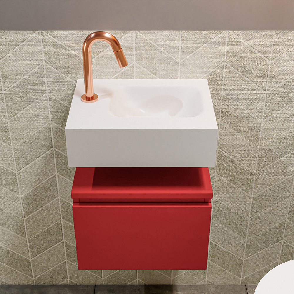 MONDIAZ ANDOR 40cm toiletmeubel fire. LEX 40cm wastafel talc positie rechts. Met 1 kraangat - Afbeelding 3