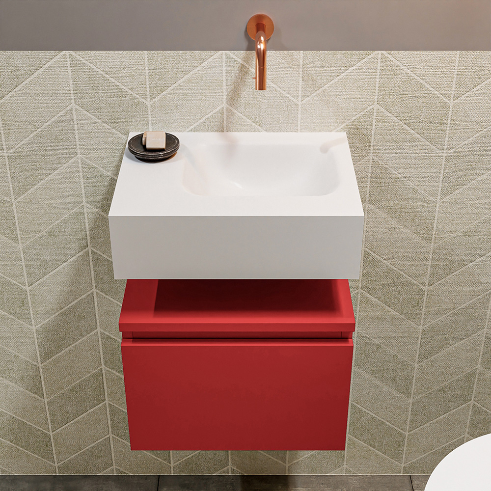 MONDIAZ ANDOR 40cm toiletmeubel fire. LEX 40cm wastafel talc positie rechts. Zonder kraangat - Afbeelding 3