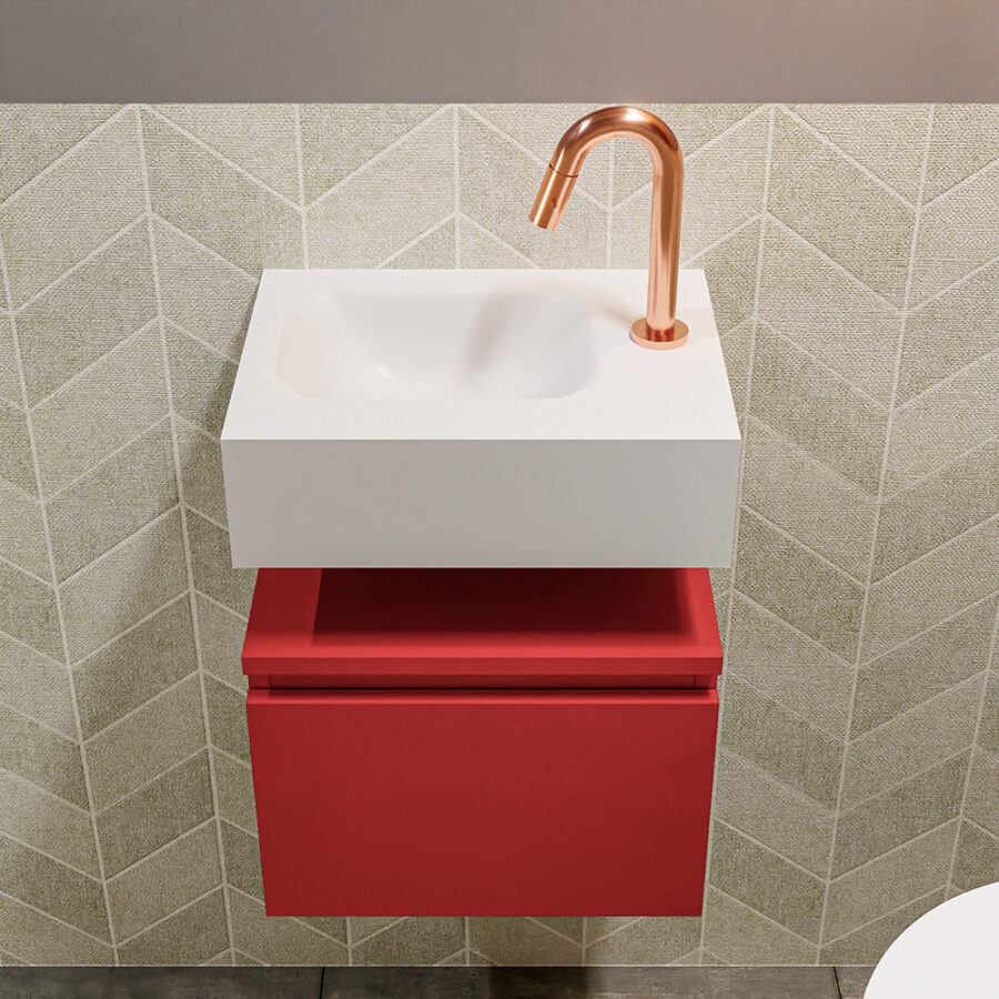 MONDIAZ ANDOR 40cm toiletmeubel fire. LEX 40cm wastafel talc positie links. Met 1 kraangat - Afbeelding 3