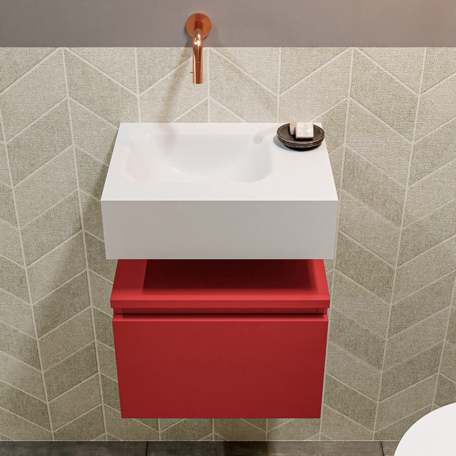 MONDIAZ ANDOR 40cm toiletmeubel fire. LEX 40cm wastafel talc positie links. Zonder kraangat - Afbeelding 3
