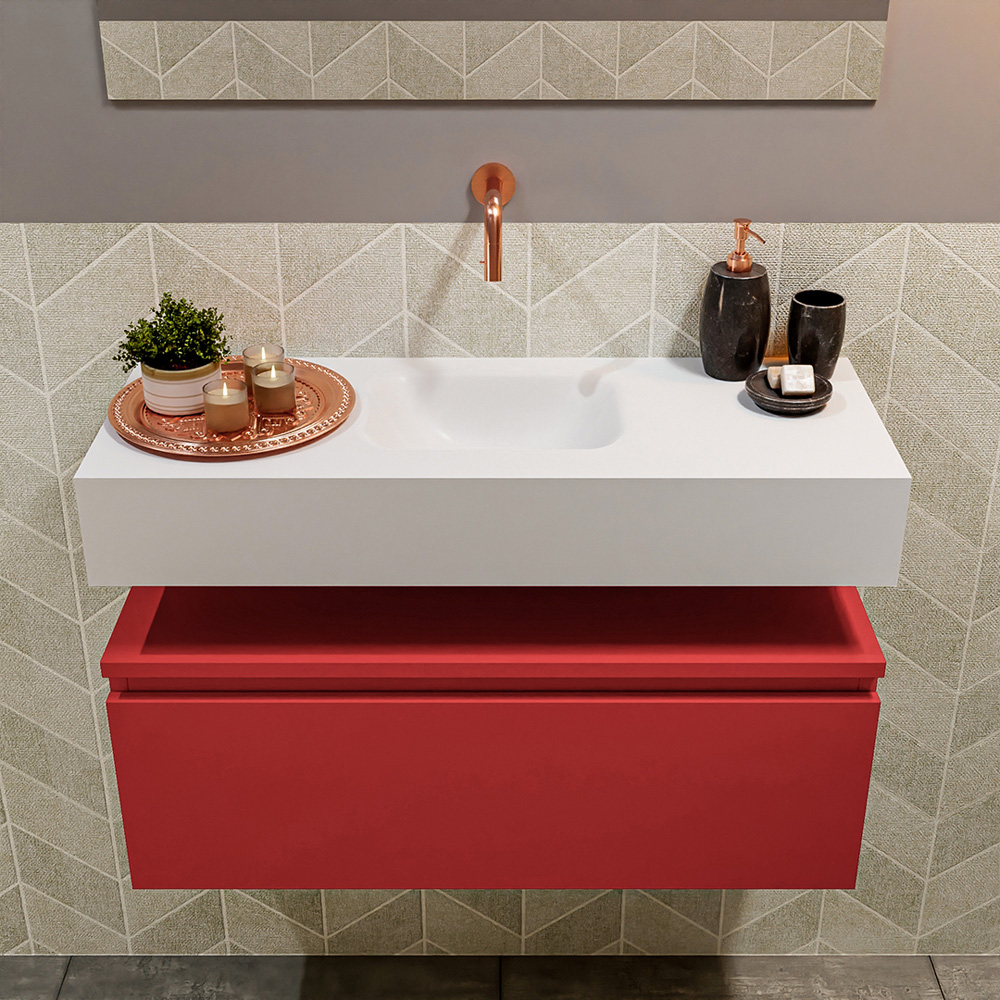 MONDIAZ ANDOR 80cm toiletmeubel fire. LEX 80cm wastafel talc positie midden. Zonder kraangat - Afbeelding 3