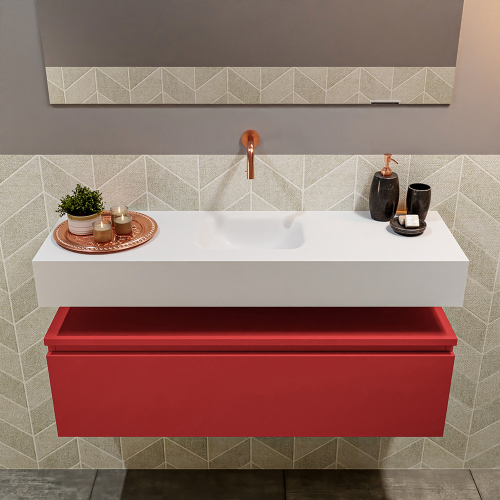 MONDIAZ ANDOR 100cm toiletmeubel fire. LEX 100cm wastafel talc positie midden. Zonder kraangat - Afbeelding 3