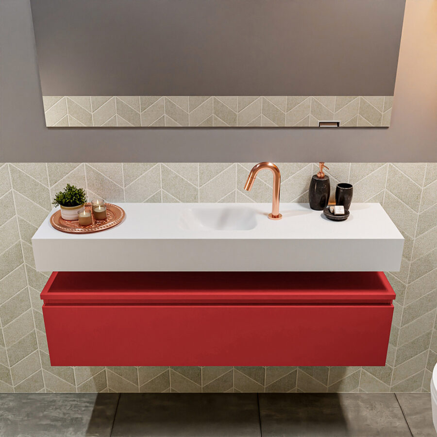 MONDIAZ ANDOR 120cm toiletmeubel fire. LEX 120cm wastafel talc positie midden. Met 1 kraangat - Afbeelding 3
