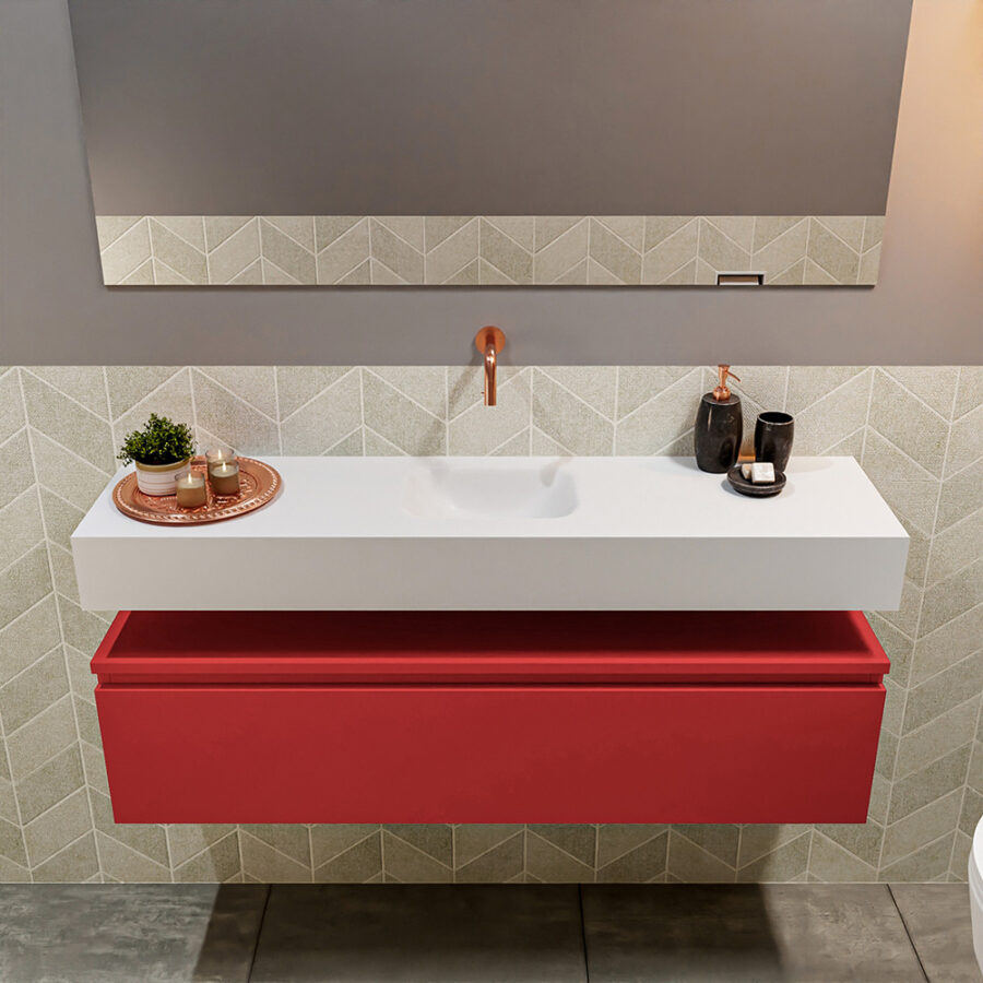 MONDIAZ ANDOR 120cm toiletmeubel fire. LEX 120cm wastafel talc positie midden. Zonder kraangat - Afbeelding 3