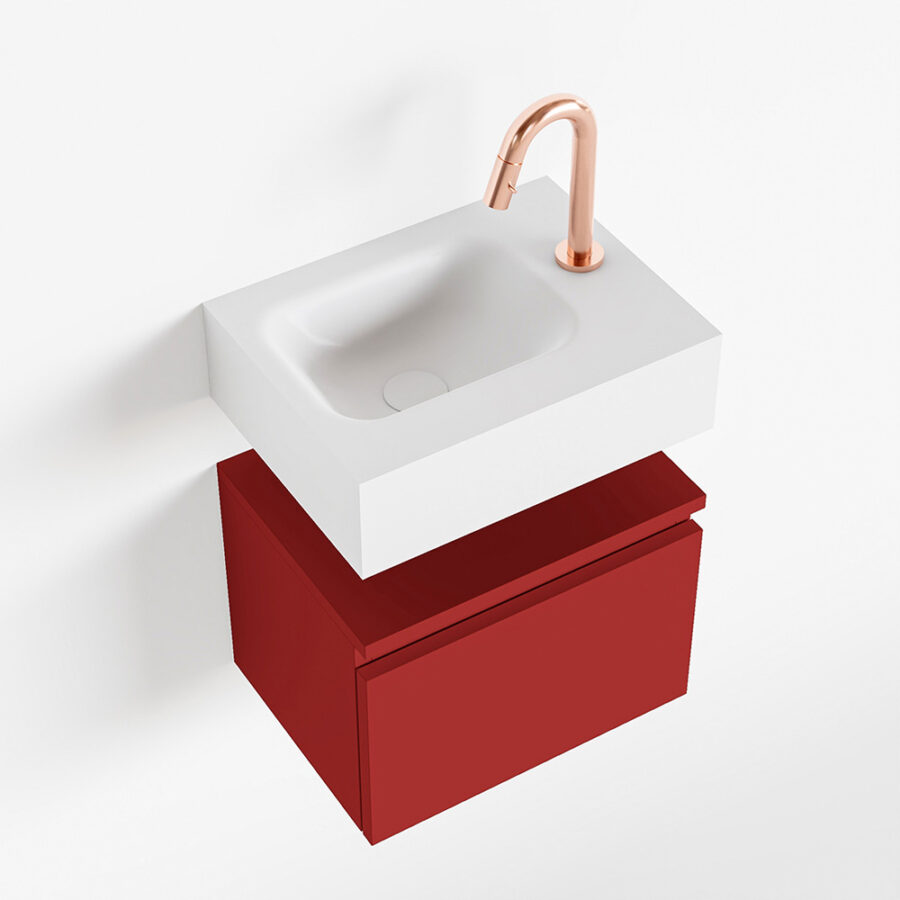 MONDIAZ ANDOR 40cm toiletmeubel fire. LEX 40cm wastafel talc positie links. Met 1 kraangat - Afbeelding 4