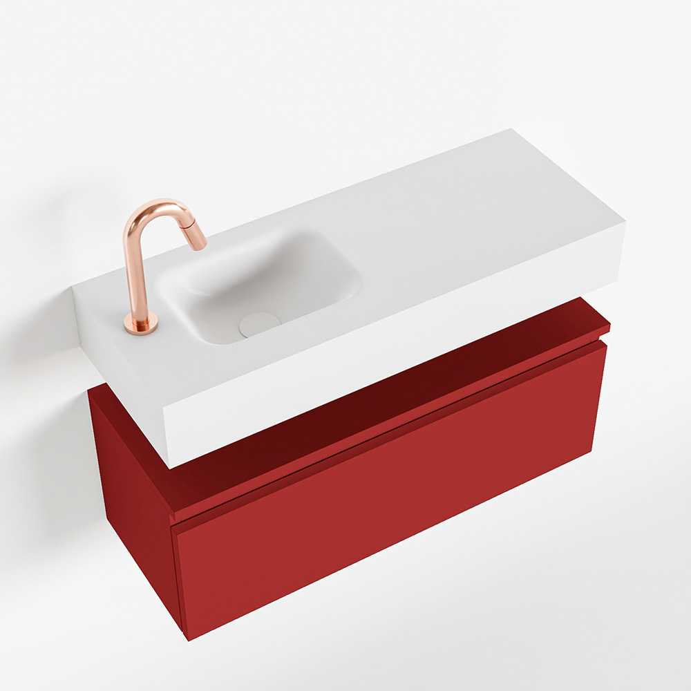 MONDIAZ ANDOR 80cm toiletmeubel fire. LEX 80cm wastafel talc positie links. Met 1 kraangat - Afbeelding 4