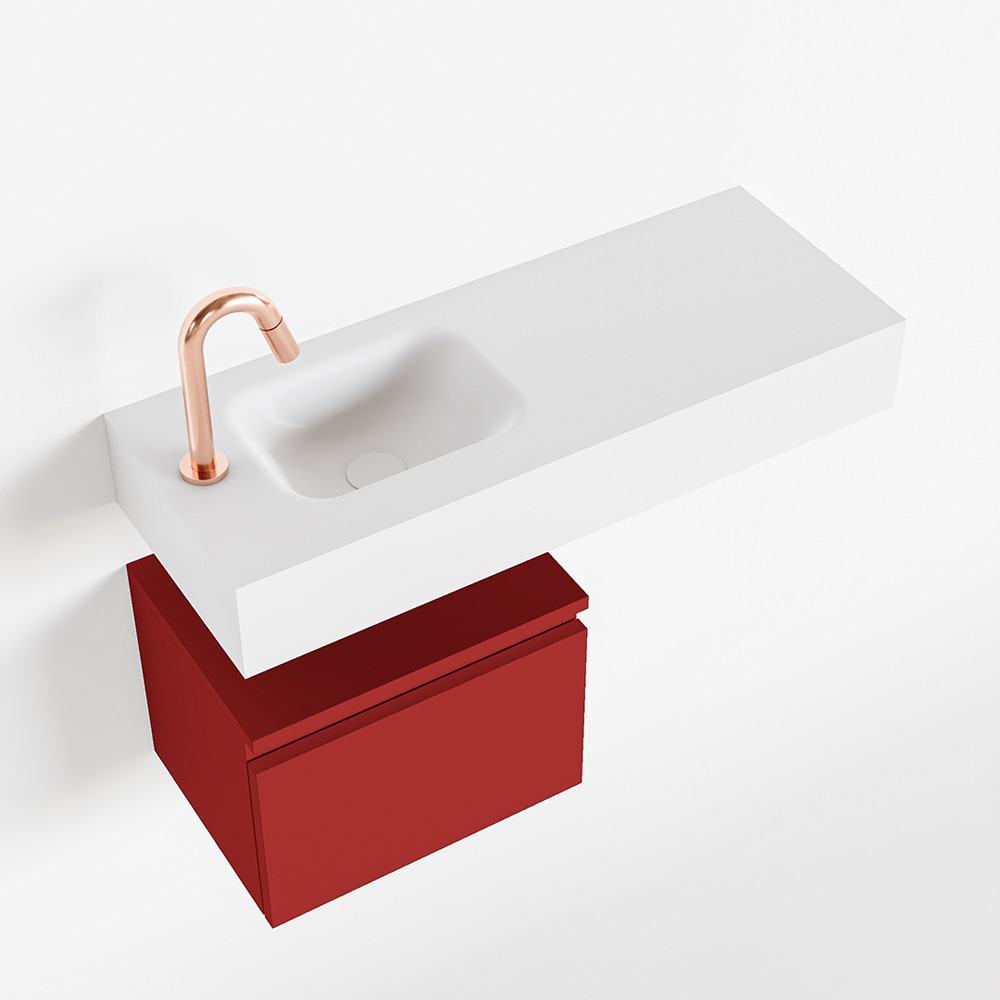 MONDIAZ ANDOR 40cm toiletmeubel fire. LEX 80cm wastafel talc positie links. Met 1 kraangat - Afbeelding 4