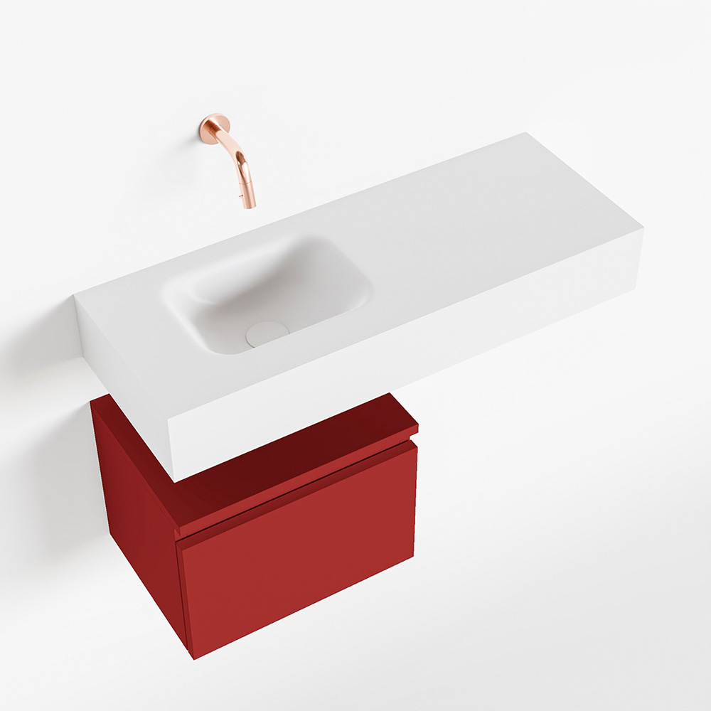 MONDIAZ ANDOR 40cm toiletmeubel fire. LEX 80cm wastafel talc positie links. Zonder kraangat - Afbeelding 4