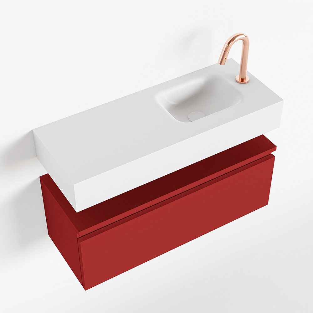 MONDIAZ ANDOR 80cm toiletmeubel fire. LEX 80cm wastafel talc positie rechts. Met 1 kraangat - Afbeelding 4