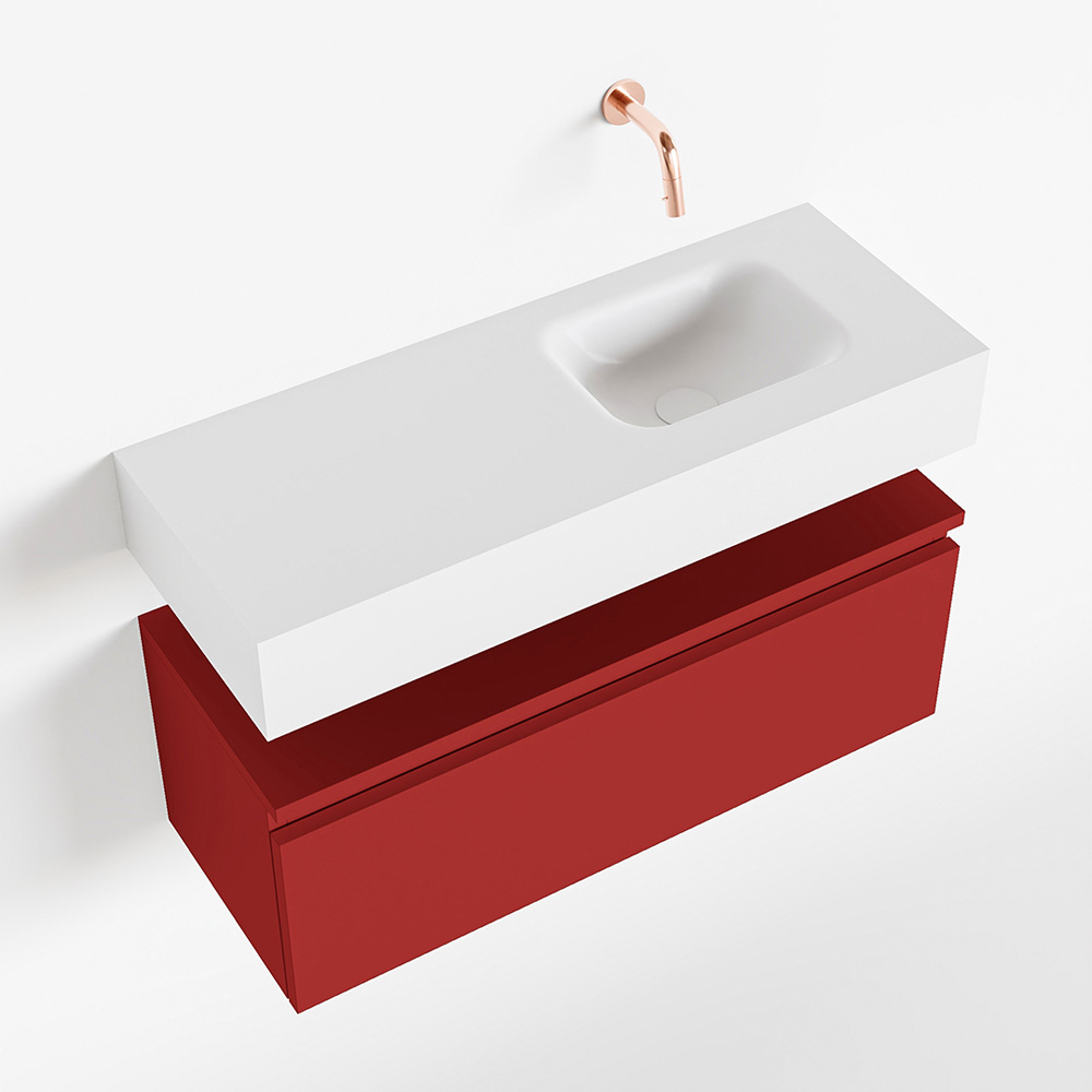 MONDIAZ ANDOR 80cm toiletmeubel fire. LEX 80cm wastafel talc positie rechts. Zonder kraangat - Afbeelding 4