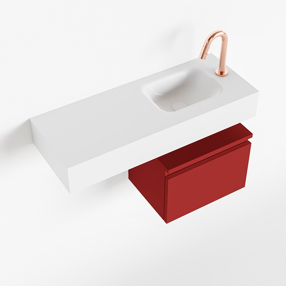 MONDIAZ ANDOR 40cm toiletmeubel fire. LEX 80cm wastafel talc positie rechts. Met 1 kraangat - Afbeelding 4