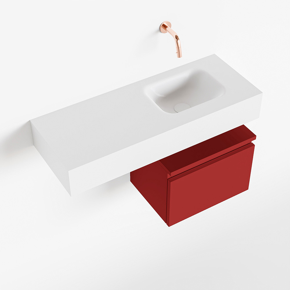 MONDIAZ ANDOR 40cm toiletmeubel fire. LEX 80cm wastafel talc positie rechts. Zonder kraangat - Afbeelding 4