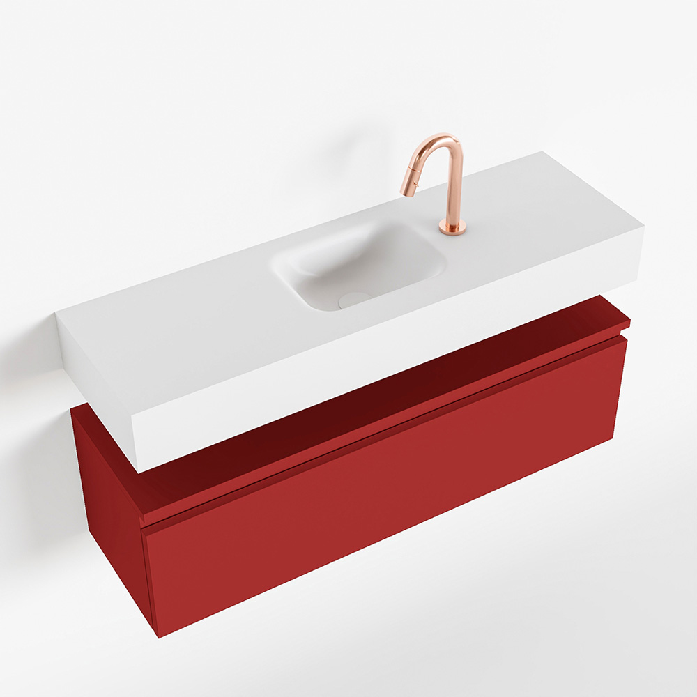 MONDIAZ ANDOR 100cm toiletmeubel fire. LEX 100cm wastafel talc positie midden. Met 1 kraangat - Afbeelding 4