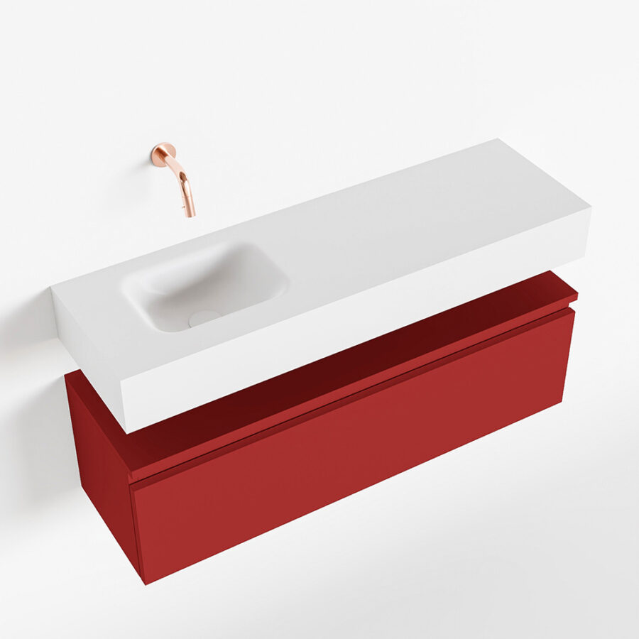MONDIAZ ANDOR 100cm toiletmeubel fire. LEX 100cm wastafel talc positie links. Zonder kraangat - Afbeelding 4