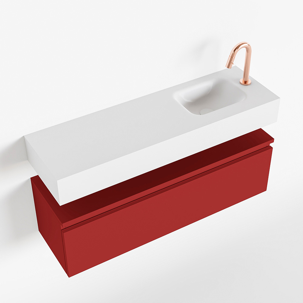 MONDIAZ ANDOR 100cm toiletmeubel fire. LEX 100cm wastafel talc positie rechts. Met 1 kraangat - Afbeelding 4