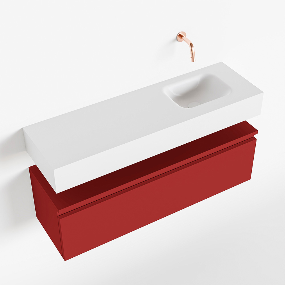 MONDIAZ ANDOR 100cm toiletmeubel fire. LEX 100cm wastafel talc positie rechts. Zonder kraangat - Afbeelding 4