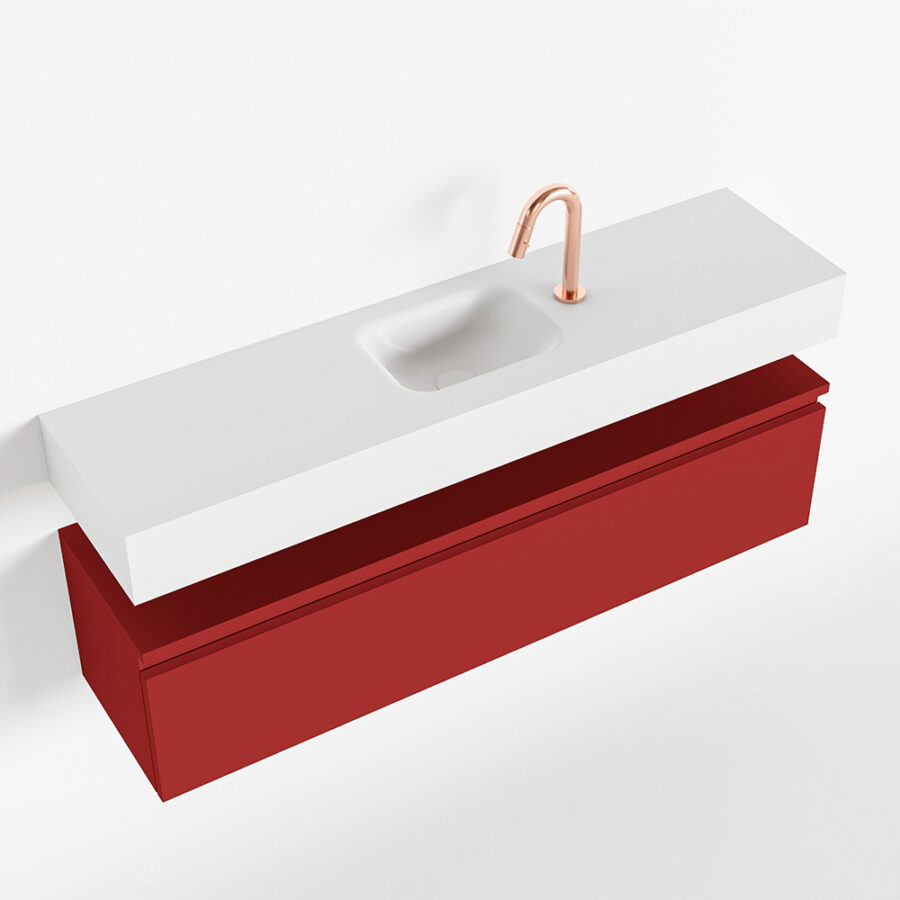 MONDIAZ ANDOR 120cm toiletmeubel fire. LEX 120cm wastafel talc positie midden. Met 1 kraangat - Afbeelding 4
