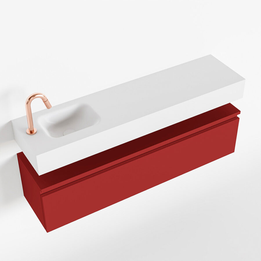MONDIAZ ANDOR 120cm toiletmeubel fire. LEX 120cm wastafel talc positie links. Met 1 kraangat - Afbeelding 4