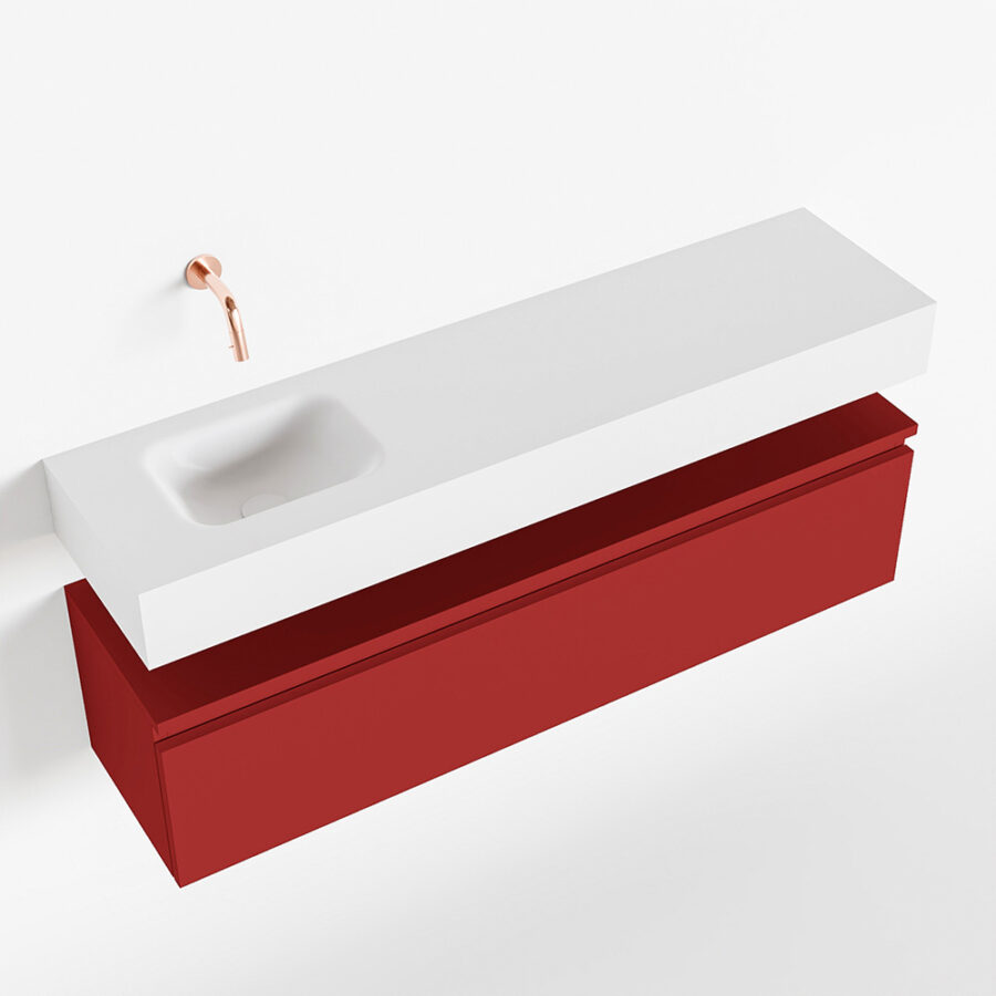 MONDIAZ ANDOR 120cm toiletmeubel fire. LEX 120cm wastafel talc positie links. Zonder kraangat - Afbeelding 4