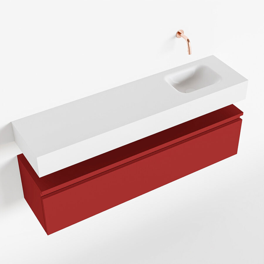 MONDIAZ ANDOR 120cm toiletmeubel fire. LEX 120cm wastafel talc positie rechts. Zonder kraangat - Afbeelding 4