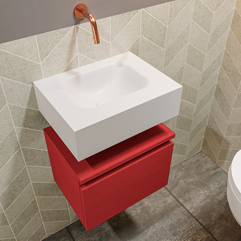 MONDIAZ ANDOR 40cm toiletmeubel fire. LEX 40cm wastafel talc positie midden. Zonder kraangat - Afbeelding 2