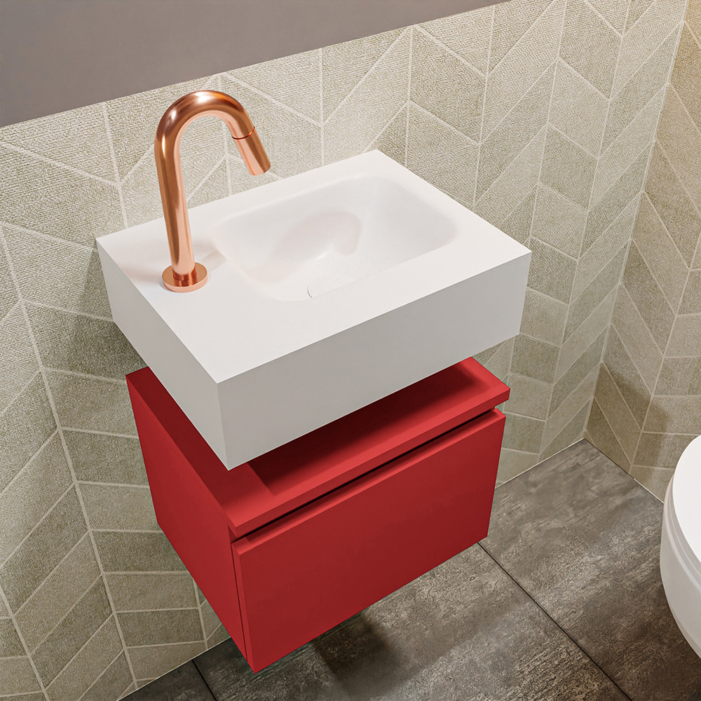 MONDIAZ ANDOR 40cm toiletmeubel fire. LEX 40cm wastafel talc positie rechts. Met 1 kraangat - Afbeelding 2