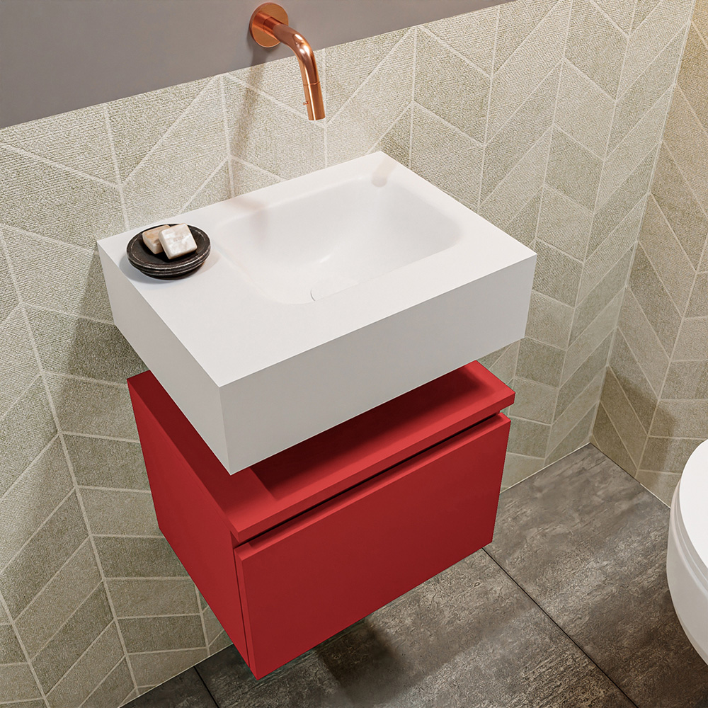 MONDIAZ ANDOR 40cm toiletmeubel fire. LEX 40cm wastafel talc positie rechts. Zonder kraangat - Afbeelding 2