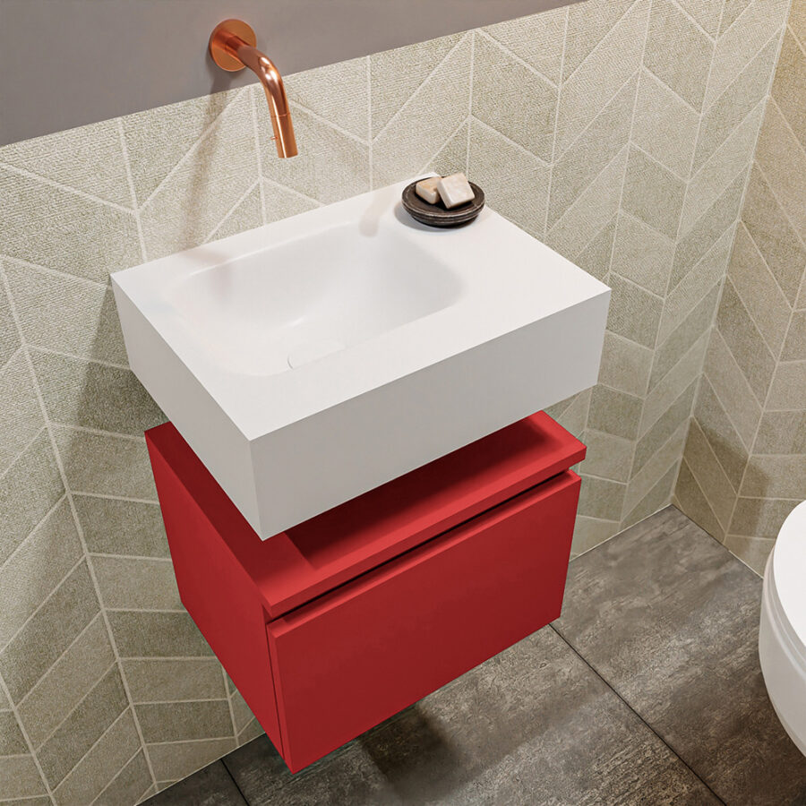 MONDIAZ ANDOR 40cm toiletmeubel fire. LEX 40cm wastafel talc positie links. Zonder kraangat - Afbeelding 2