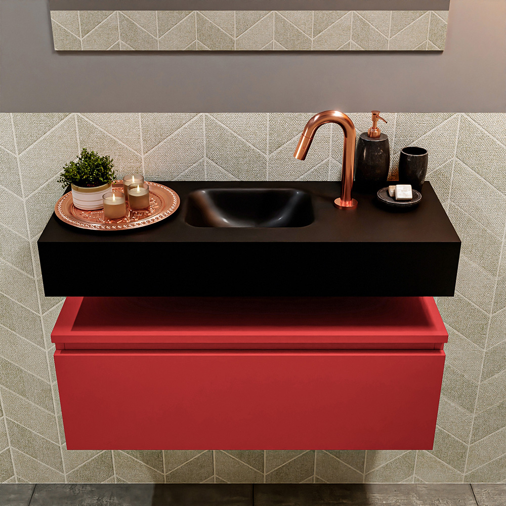 MONDIAZ ANDOR 80cm toiletmeubel fire. LEX 80cm wastafel urban positie midden. Met 1 kraangat - Afbeelding 3