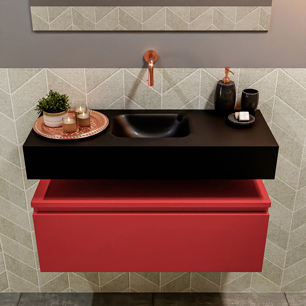 MONDIAZ ANDOR 80cm toiletmeubel fire. LEX 80cm wastafel urban positie midden. Zonder kraangat - Afbeelding 3