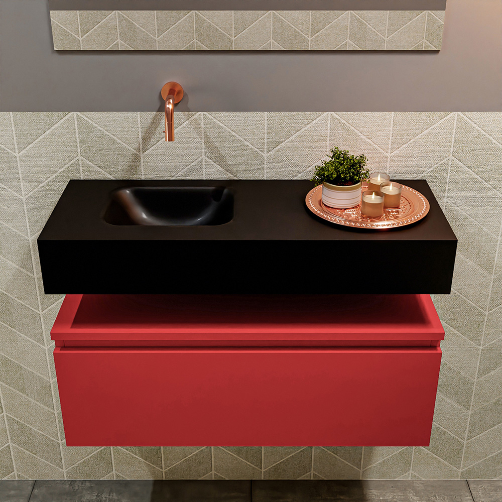 MONDIAZ ANDOR 80cm toiletmeubel fire. LEX 80cm wastafel urban positie links. Zonder kraangat - Afbeelding 3