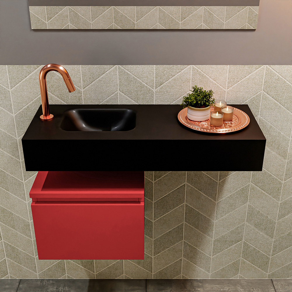 MONDIAZ ANDOR 40cm toiletmeubel fire. LEX 80cm wastafel urban positie links. Met 1 kraangat - Afbeelding 3