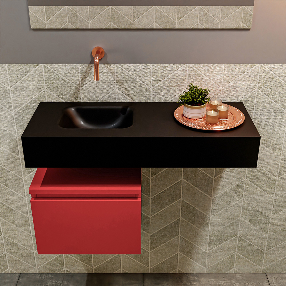 MONDIAZ ANDOR 40cm toiletmeubel fire. LEX 80cm wastafel urban positie links. Zonder kraangat - Afbeelding 3