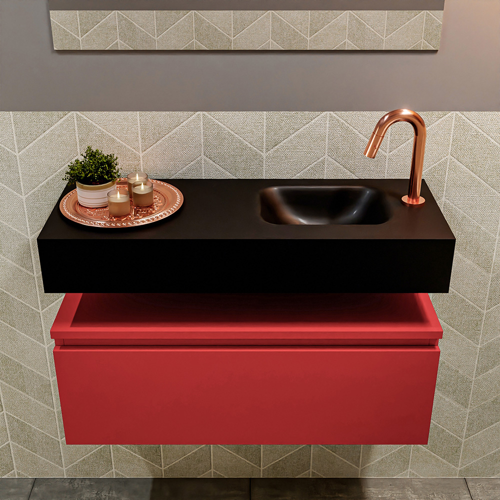 MONDIAZ ANDOR 80cm toiletmeubel fire. LEX 80cm wastafel urban positie rechts. Met 1 kraangat - Afbeelding 3