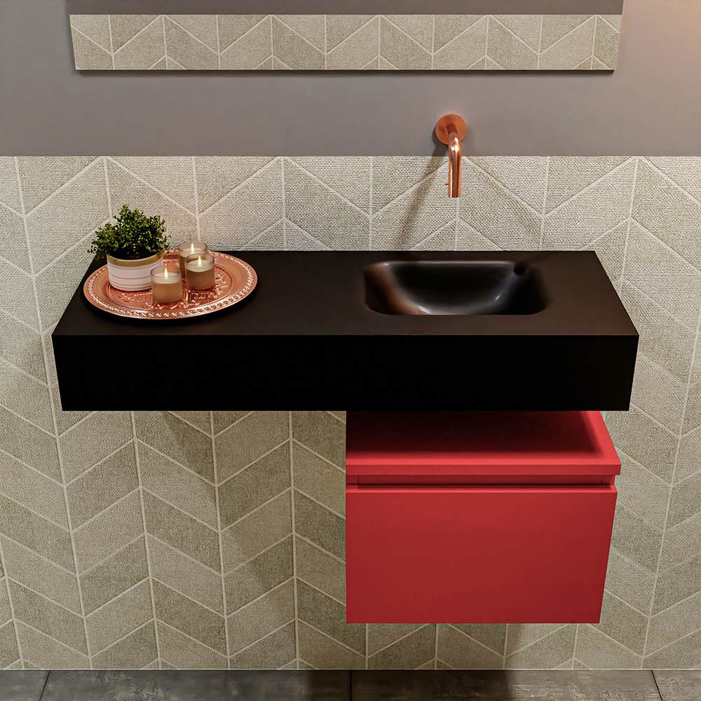 MONDIAZ ANDOR 40cm toiletmeubel fire. LEX 80cm wastafel urban positie rechts. Zonder kraangat - Afbeelding 3
