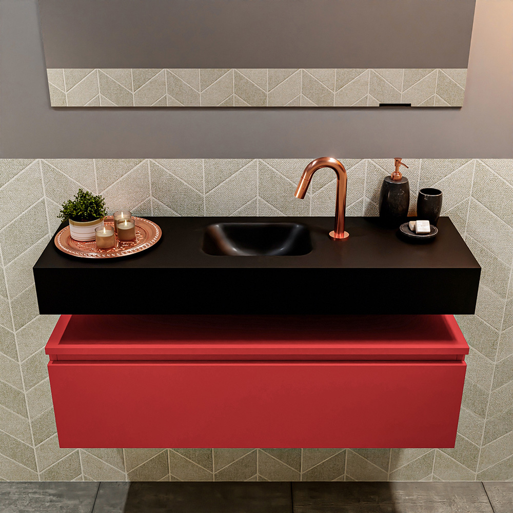 MONDIAZ ANDOR 100cm toiletmeubel fire. LEX 100cm wastafel urban positie midden. Met 1 kraangat - Afbeelding 3