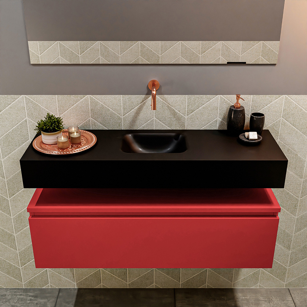 MONDIAZ ANDOR 100cm toiletmeubel fire. LEX 100cm wastafel urban positie midden. Zonder kraangat - Afbeelding 3