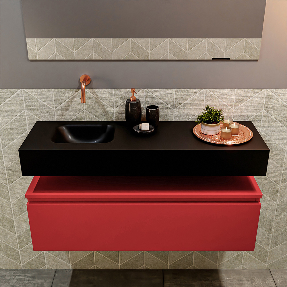 MONDIAZ ANDOR 100cm toiletmeubel fire. LEX 100cm wastafel urban positie links. Zonder kraangat - Afbeelding 3