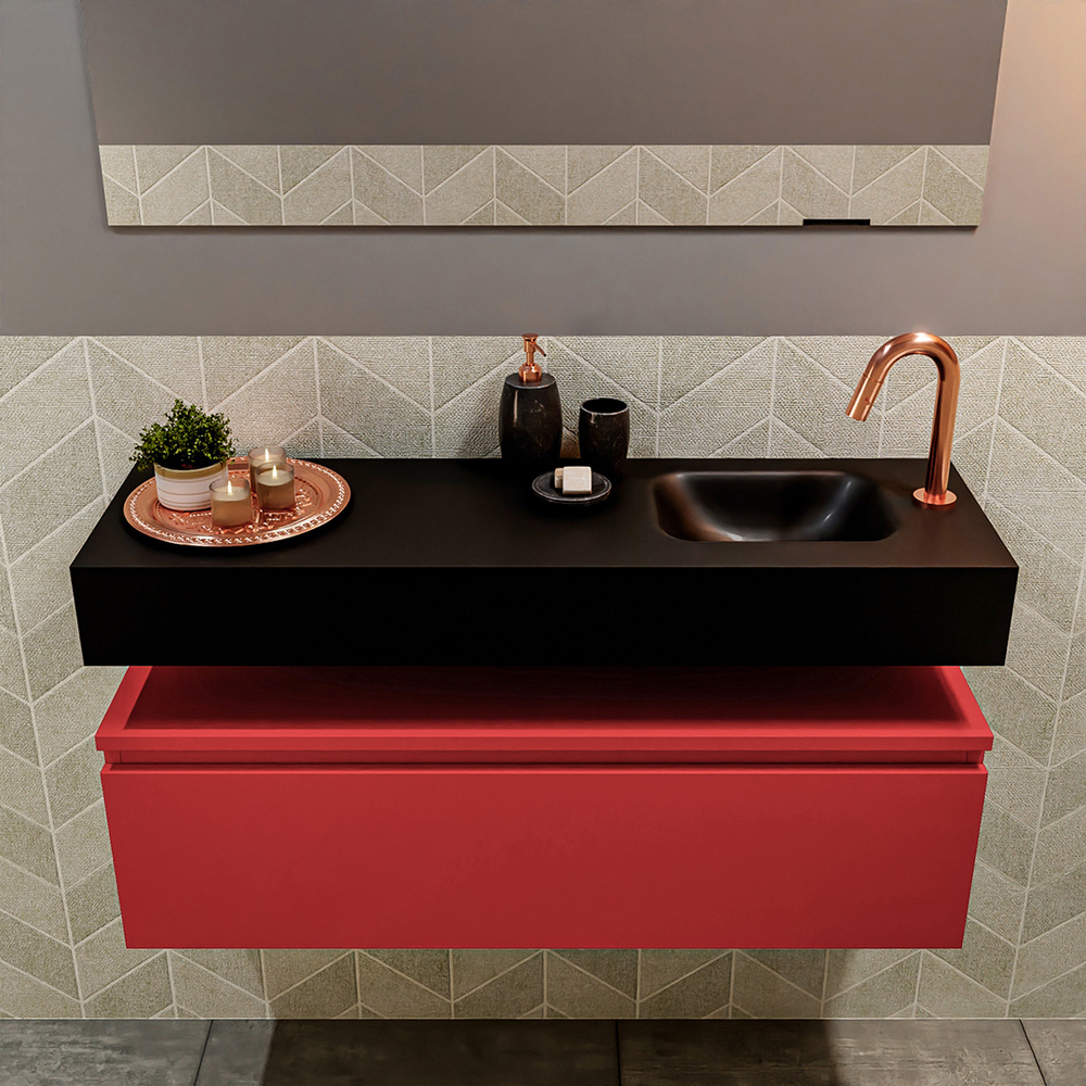 MONDIAZ ANDOR 100cm toiletmeubel fire. LEX 100cm wastafel urban positie rechts. Met 1 kraangat - Afbeelding 3