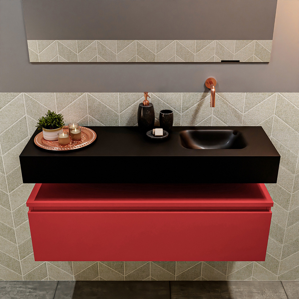 MONDIAZ ANDOR 100cm toiletmeubel fire. LEX 100cm wastafel urban positie rechts. Zonder kraangat - Afbeelding 3