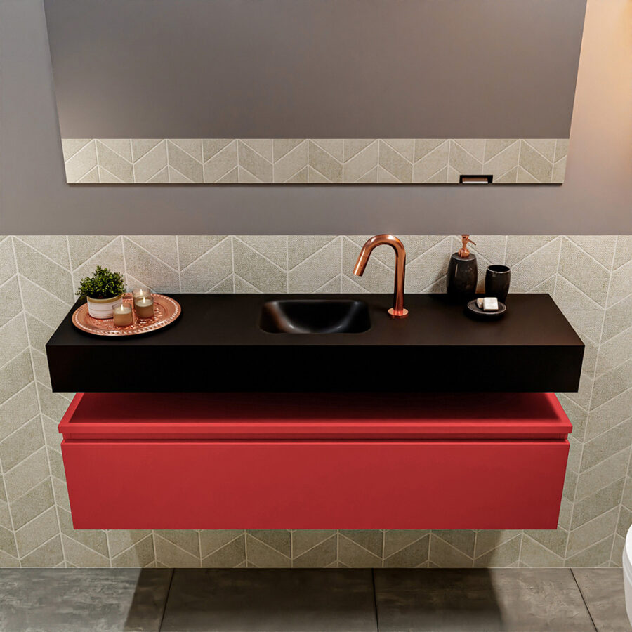 MONDIAZ ANDOR 120cm toiletmeubel fire. LEX 120cm wastafel urban positie midden. Met 1 kraangat - Afbeelding 3