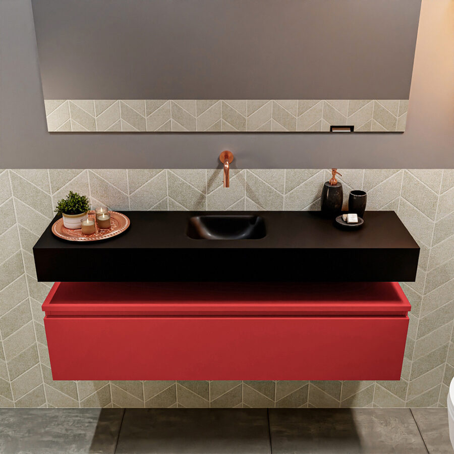 MONDIAZ ANDOR 120cm toiletmeubel fire. LEX 120cm wastafel urban positie midden. Zonder kraangat - Afbeelding 3