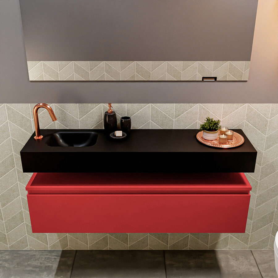 MONDIAZ ANDOR 120cm toiletmeubel fire. LEX 120cm wastafel urban positie links. Met 1 kraangat - Afbeelding 3