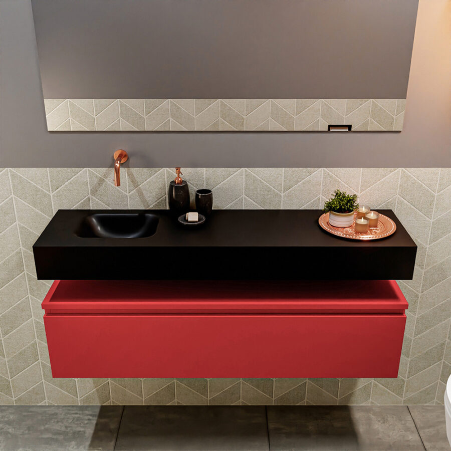 MONDIAZ ANDOR 120cm toiletmeubel fire. LEX 120cm wastafel urban positie links. Zonder kraangat - Afbeelding 3