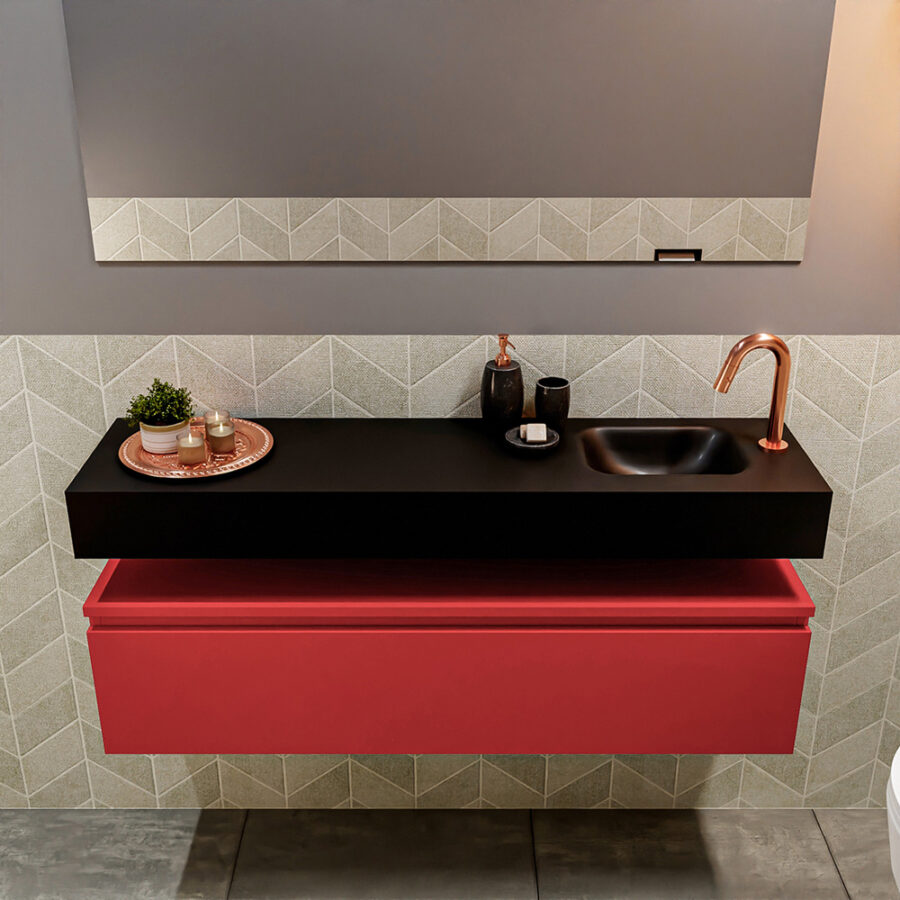 MONDIAZ ANDOR 120cm toiletmeubel fire. LEX 120cm wastafel urban positie rechts. Met 1 kraangat - Afbeelding 3