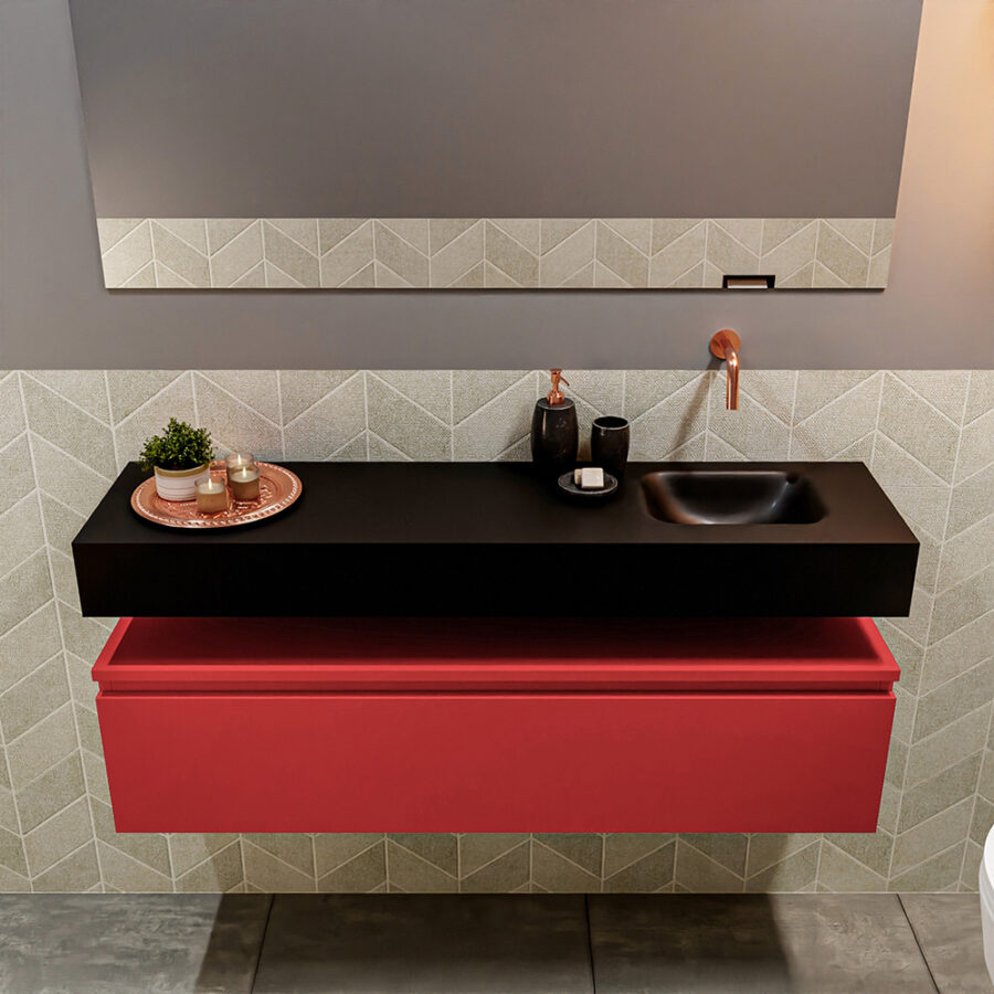 MONDIAZ ANDOR 120cm toiletmeubel fire. LEX 120cm wastafel urban positie rechts. Zonder kraangat - Afbeelding 3