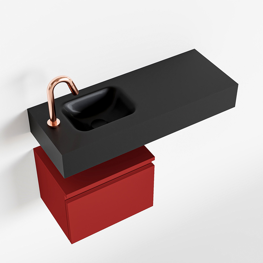 MONDIAZ ANDOR 40cm toiletmeubel fire. LEX 80cm wastafel urban positie links. Met 1 kraangat - Afbeelding 4