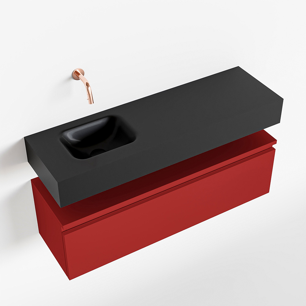 MONDIAZ ANDOR 100cm toiletmeubel fire. LEX 100cm wastafel urban positie links. Zonder kraangat - Afbeelding 4